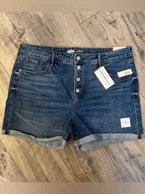 NWT Old Navy Button Fly Classic Blue Denim Jeans 3" - Size 16